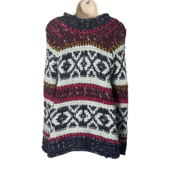Free People Silver Reed Fair Isle Chunky Knit Sweater Size XS - Picture 4 of 10